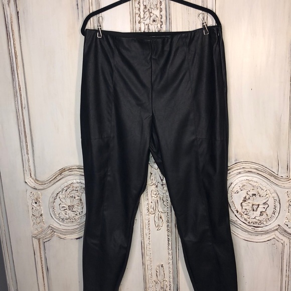 ASOS Edgy Black Faux Leather Slim Leg Pants Size 14 - Picture 1 of 13